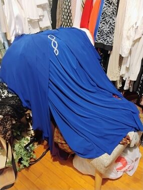 Glamour Royal Blue Draped Maxi Skirt with Jeweled Detail